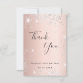 Birthday roos Gold zilverglitter stofscript Bedankkaart (Voorkant)