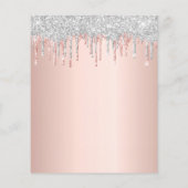 Birthday roos gold zilverglitter uitnodiging (Achterkant)