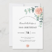 Birthday roos goud florale energie witte elegant kaart (Voorkant)