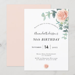 Birthday roos goud florale energie witte elegant kaart