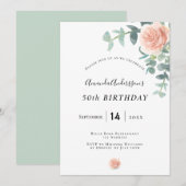 Birthday roos goud florale energie witte elegant kaart (Voorkant / Achterkant)