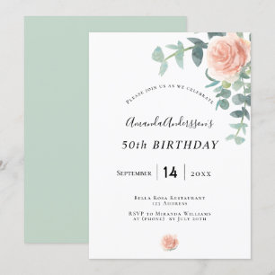 Birthday roos goud florale energie witte elegant kaart
