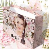 Birthday roos goud glitter aangepaste foto floral groot cadeauzakje
