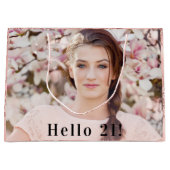 Birthday roos goud glitter aangepaste foto floral groot cadeauzakje (Voorkant)