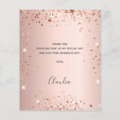 Birthday roos goud glitter bedankt kaartbudget flyer (Achterkant)