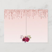 Birthday roos goud glitter blush roze uitnodiging (Achterkant)