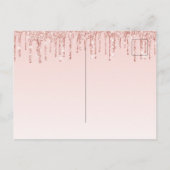 Birthday roos goud glitter blush roze uitnodiging (Achterkant)