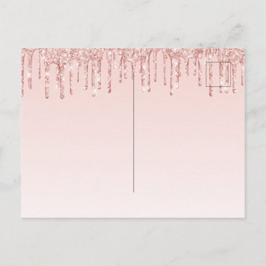 Birthday roos goud glitter blush roze uitnodiging (Achterkant)