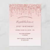 Birthday roos goud glitter blush roze uitnodiging (Voorkant)