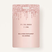 Birthday roos goud glitter druppelt roze glazuur v badge (Achterkant)