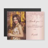 Birthday roos goud glitter foto magneet bedankt (Voorkant / Achterkant)