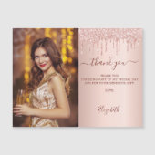 Birthday roos goud glitter foto magneet bedankt (Voorkant)