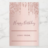 Birthday roos goud glitter roze glans homemade voedselcontainer etiket (Enkel label)