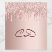 Birthday roos goud glitter roze monogram initiaal wijn etiket (Enkel label)