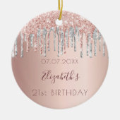 Birthday roos goud glitter roze vrienden zilver keramisch ornament (Voorkant)