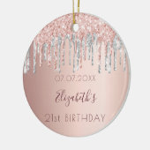 Birthday roos goud glitter roze vrienden zilver keramisch ornament (Links)