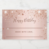 Birthday roos goud glitter stof homemade voedselcontainer etiket (Enkel label)