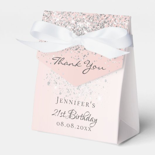 Birthday roos goud glitter zilverroze dank u bedankdoosjes (Voorkant Zijde)