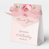 Birthday roos goud roze glitter floral Dankjewel Bedankdoosjes (Voorkant Zijde)