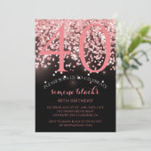 Birthday roos goud roze glitter glam 40e verjaarda kaart (Staand voorkant)