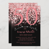 Birthday roos goud roze glitter glam 50e verjaarda kaart (Voorkant / Achterkant)