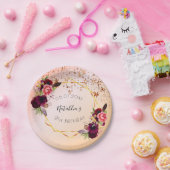 Birthday roos goud zwart roze geometrisch monogram papieren bordje (Feest)