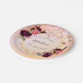 Birthday roos goud zwart roze geometrisch monogram papieren bordje (Gekanteld)