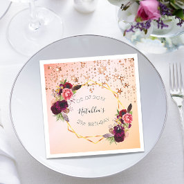 Birthday roos goud zwart roze geometrisch monogram servet