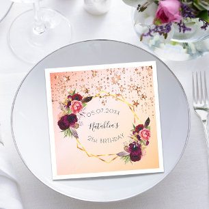 Birthday roos goud zwart roze geometrisch monogram servet