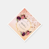 Birthday roos goud zwart roze geometrisch monogram servet (Hoek)