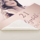 Birthday roos goudblauwe foto naam sherpa deken (3/4)