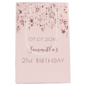Birthday roos goudblauwe roze sterren monogram medium cadeauzakje (Voorkant)