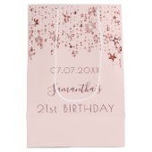 Birthday roos goudblauwe roze sterren monogram medium cadeauzakje (Achterkant)