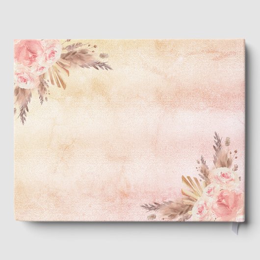 Birthday roos goudblozen bloesdoorbloesgras gastenboek (Achterkant)