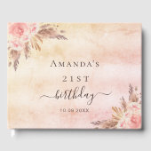 Birthday roos goudblozen bloesdoorbloesgras gastenboek (Voorkant)