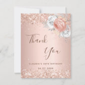 Birthday roos goudbrij bloesse florale spargel bedankkaart (Voorkant)