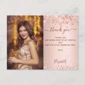 Birthday roos goudbrij foto bedankt! briefkaart (Voorkant)