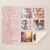 Birthday roos goudbruin glitter foto sherpa deken (Voorkant (horizontaal))