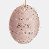 Birthday roos goudbruine glitter naam keramisch ornament (Rechts)