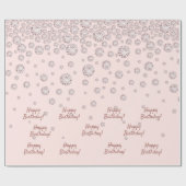Birthday roos gouddiamanten cadeaupapier (Vlak)
