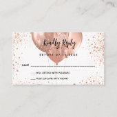 Birthday roos gouden ballonnen RSVP Informatiekaartje (Voorkant)