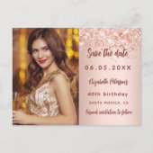 Birthday roos gouden blauwe foto, behalve datum aankondigingskaart (Voorkant)