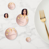 Birthday roos gouden foto gouden sterren roze confetti (Groep)