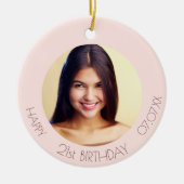 Birthday roos gouden foto keramisch ornament (Voorkant)