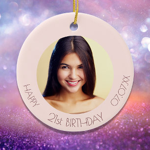 Birthday roos gouden foto keramisch ornament
