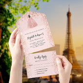 Birthday roos gouden jurk RSVP All In One Uitnodiging