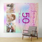 Birthday roos gouden roze glitter druppelt foto wandkleed (In Situ (horizontaal))