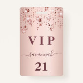 Birthday roos gouden roze sterren vip luxe badge (Voorkant)