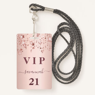 Birthday roos gouden roze sterren vip luxe badge
