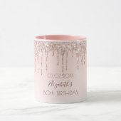 Birthday roos gouden zwarte glitter drift naam mok (Midden)